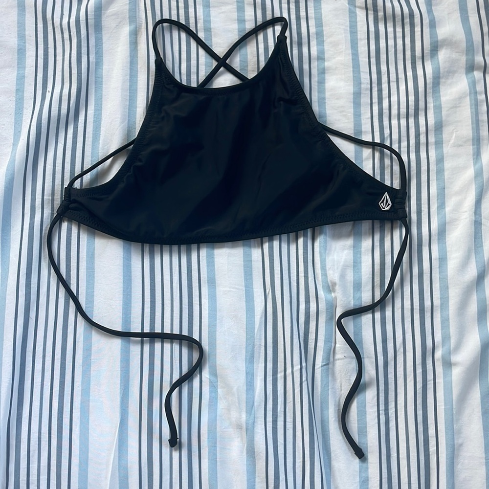 XS Black Volcom Halter Bathing Suit Top